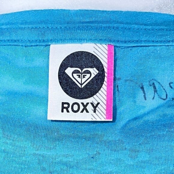 Roxy Burnout Tee | 3/4 Sleeve | Aqua Blue | Medium | Scoop Neck Top | Women's - Picture 11 of 13